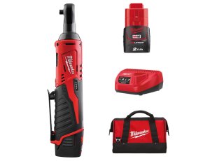 Clé à cliquet 3/8" M12 avec 2 batteries 2 Ah + chargeur + sac - MILWAUKEE