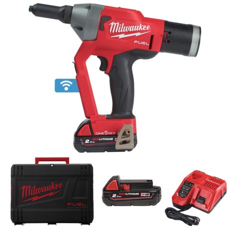 Riveteuse M18 Fuel™ One-Key™ ONEFPRT avec 2 batteries 2 Ah + chargeur + HD Box - MILWAUKEE