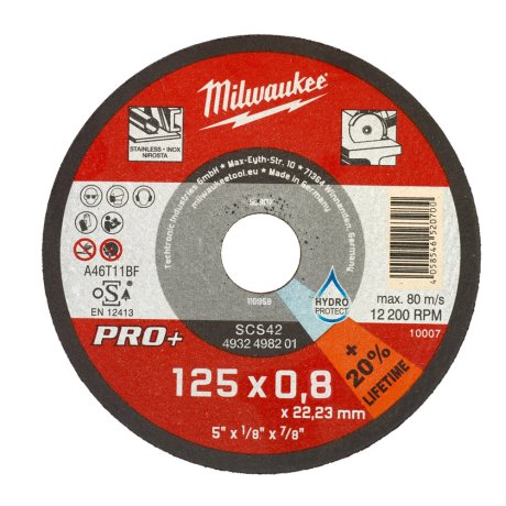 Disque à tronçonner Ø125 mm Pro+ métaux minces SCS 42 / 125 x 0,8 x 22 mm - x1 - MILWAUKEE