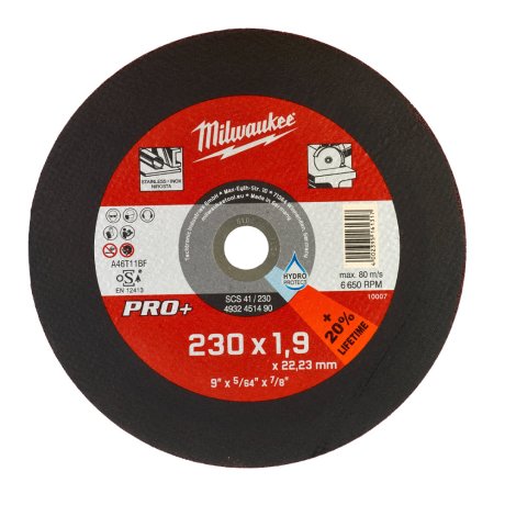 Disque à tronçonner Ø230 mm Pro+ métaux minces SCS 41 / 230 x 1,9 x 22 mm - x1 - MILWAUKEE