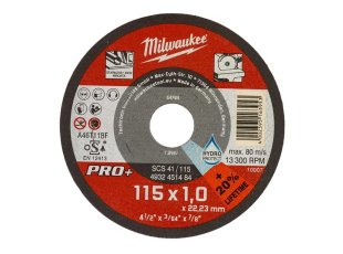 Disque à tronçonner mince Ø115 mm Pro+ métaux SCS 41/115 x 1 x 22 mm - x1 - MILWAUKEE
