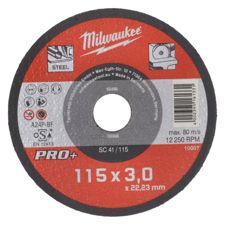 Disque à tronçonner plat Ø115 mm Pro+ métaux SC 41/115 x 3 x 22 mm - x1 - MILWAUKEE
