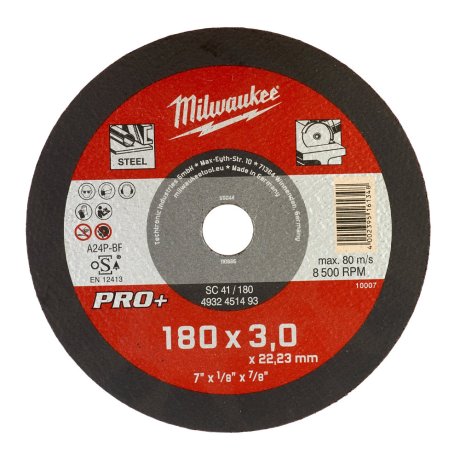 Disque à tronçonner plat Ø180 mm Pro+ métaux SC 41/180 x 3 x 22 mm - x1 - MILWAUKEE