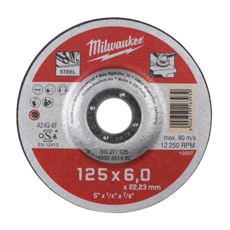Meule à ébarber métal Ø125 mm Contractor SG 27/125 x 6 x 22 mm - x1 - MILWAUKEE