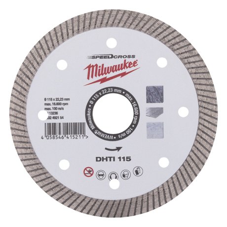 Disque diamant turbo Speedcross™ 115 mm DHTI carrelage - MILWAUKEE