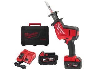 Scie sabre à une main M18 Fuel™ Hackzall™ avec 2 batteries 5 Ah + chargeur & HD Box - MILWAUKEE