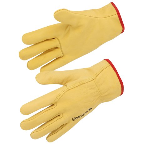 Gant tout cuir fleur de bovin jaune serrage élastique, taille au choix - SINGER Safety