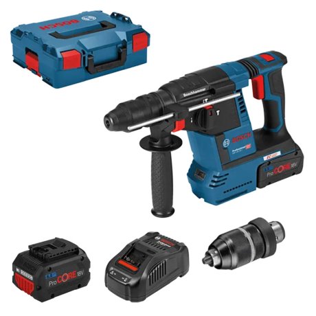 Perforateur SDS+ GBH 18V-26 F avec 2 batteries 5,5 Ah + chargeur + L-Boxx - BOSCH