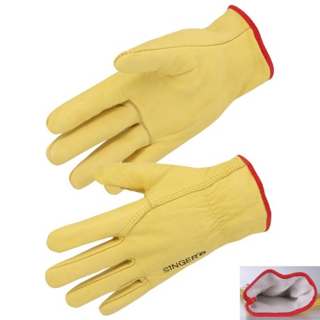 Gant tout cuir fleur de bovin jaune doublé molleton, taille au choix - SINGER Safety
