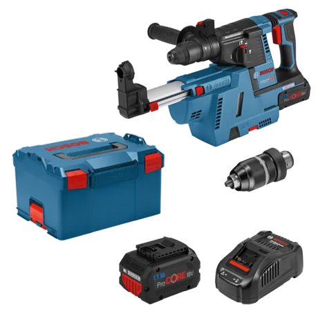 Perforateur SDS+ GBH 18V-26 F avec 2 batteries 5,5 Ah + chargeur + aspirateur + L-Boxx - BOSCH