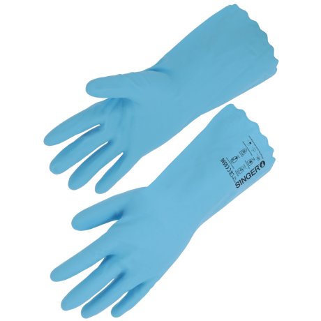 Gant chimique PVC bleu floqué coton, taille au choix - SINGER Safety