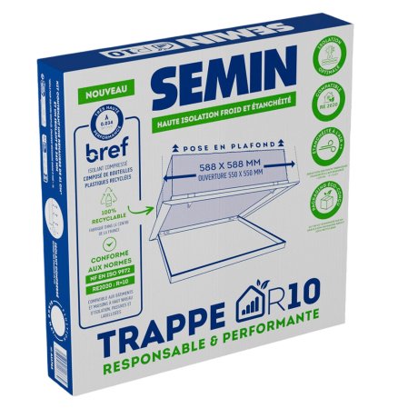 Trappe de visite isolante R10 étanche 550 x 550 mm - SEMIN