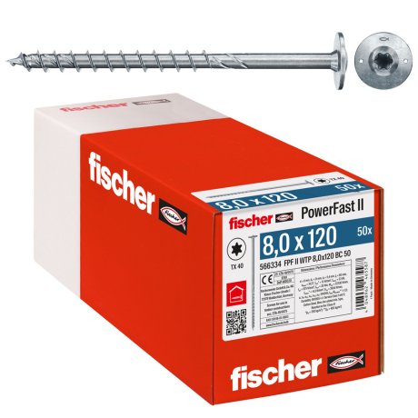 Vis de charpente Power-Fast II FPF-WTP Ø8 x 120 BC, 50/bte - FISCHER