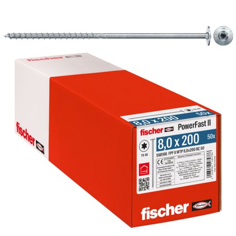 Vis de charpente Power-Fast II FPF-WTP Ø8 x 200 BC, 50/bte - FISCHER