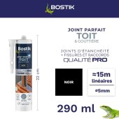 Mastic étanchéité toit et gouttière noir cartouche 290 ml - BOSTIK