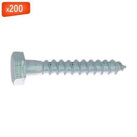 Tirefond tête hexagonale acier zingué blanc, 5 x 20/12 mm, 200/bte - VISWOOD