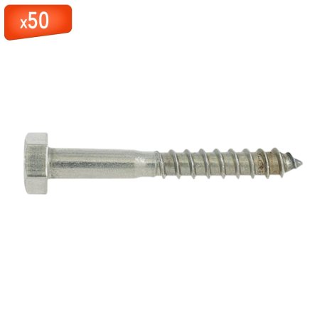 Tirefond tête hexagonale Inox A2, 5 x 35/21 mm, 50/bte - VISWOOD