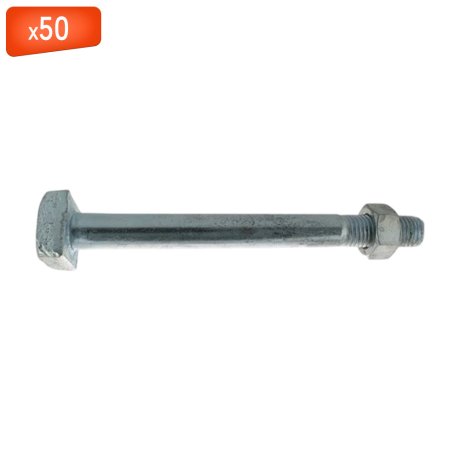 Boulon de charpente tête carrée avec écrou, 14 x 140 mm, 50/bte - VISWOOD