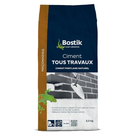 Ciment blanc tous travaux, sac de 2,5 kg - BOSTIK