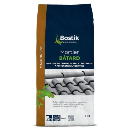 Mortier bâtard blanc, sac de 5 kg - BOSTIK