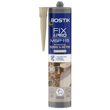 Mastic-colle pierre et béton Fix&Pro MSP 115, cartouche 290 ml - BOSTIK