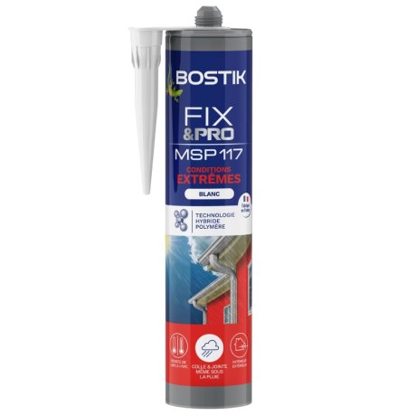 Mastic-colle blanc conditions extrêmes Fix&Pro MSP 117, cartouche 290 ml - BOSTIK