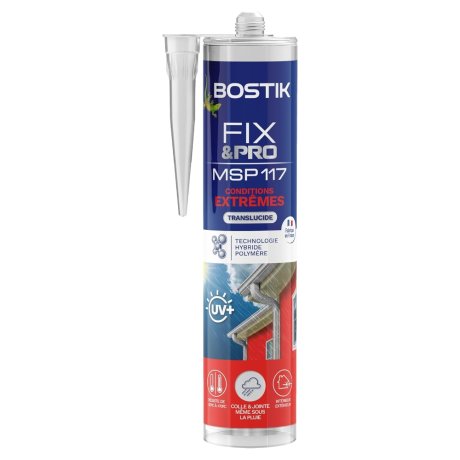 Mastic-colle translucide conditions extrêmes Fix&Pro MSP 117 290 ml - BOSTIK