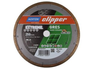 Disque diamant Extreme Grès Silencio Ø250 x 25,4 mm, hauteur segment 12/2,2 mm - NORTON CLIPPER