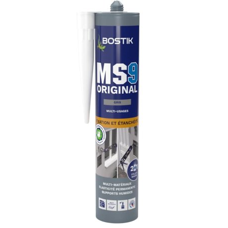 Mastic colle et étanchéité MS9 Original 300 ml, gris - BOSTIK