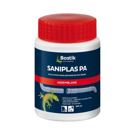 Colle PVC rigide Saniplas PA, boîte avec pinceau 250 ml - BOSTIK