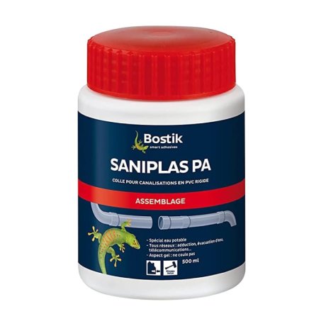 Colle PVC rigide Saniplas PA, boîte avec pinceau 500 ml - BOSTIK