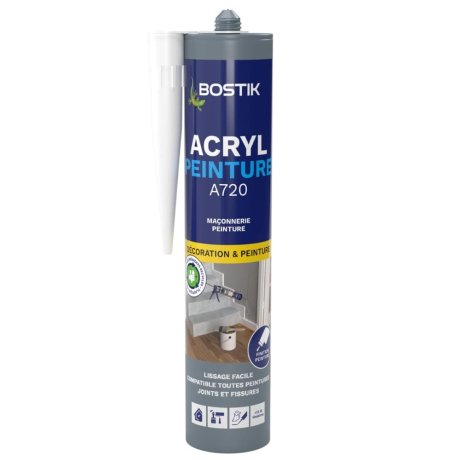 Mastic acrylique Acryl Peinture A720, blanc 310 ml - BOSTIK