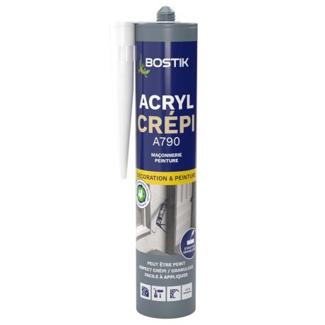 Mastic acrylique Acryl Crépi A790, blanc 310 ml - BOSTIK