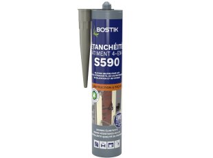 Mastic silicone neutre S590 Étanchéité Bâtiment 4 en 1, pierre 300 ml - BOSTIK