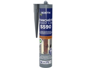 Mastic silicone neutre S590 Étanchéité Bâtiment 4 en 1, gris anthracite 300 ml - BOSTIK