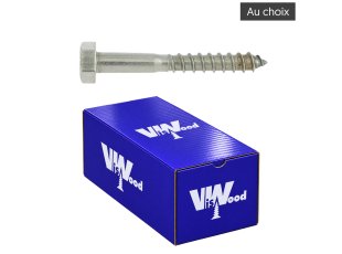 Tirefond tête hexagonale Inox A2, au choix - VISWOOD