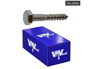 Tirefond tête hexagonale acier Galva, au choix - VISWOOD