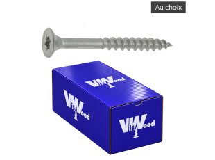 Vis bois et aggloméré VBA, tête fraisée Torx, Inox A2, taille au choix - VISWOOD