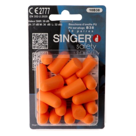Bouchons d'oreille PU SNR 38 dB, 10 paires - SINGER Safety