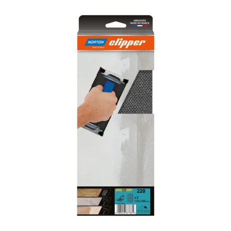 Patins-Screen-Back-special-platre-115-x-280-mm-grain-220-boite-de-2-NORTON-CLIPPER