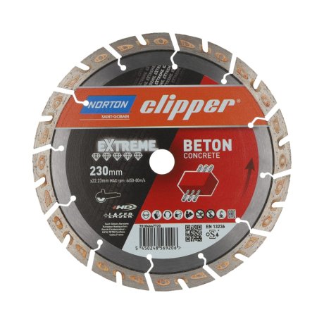 Disque-diamant-Extreme-Beton-230-x-22-23-mm-hauteur-segment-15-mm-NORTON-CLIPPER