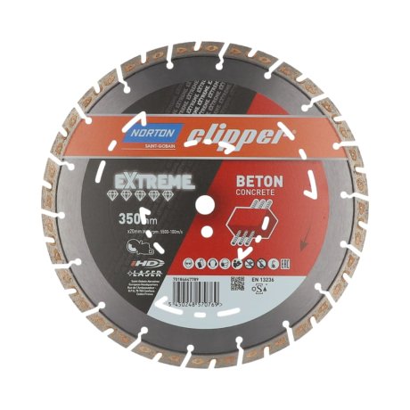 Disque-diamant-Extreme-Beton-350-x-20-mm-hauteur-segment-15-mm-NORTON-CLIPPER