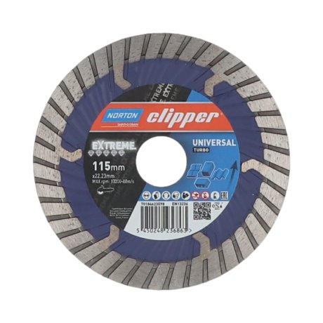 Disque-diamant-Extreme-Universal-Turbo-115-x-22-23-mm-hauteur-segment-12-mm-NORTON-CLIPPER