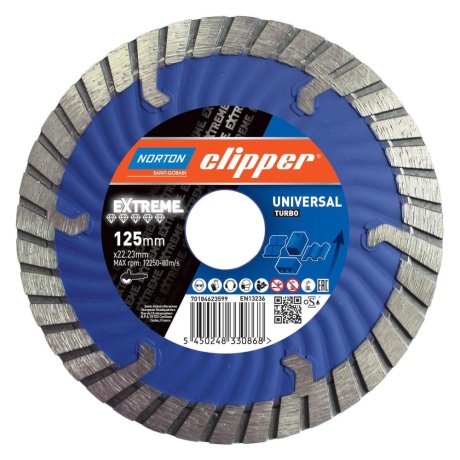 Disque-diamant-Extreme-Universal-Turbo-230-x-22-23-mm-hauteur-segment-12-mm-NORTON-CLIPPER