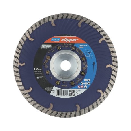Disque-diamant-Extreme-Universal-Turbo-230-x-70-22-23-mm-avec-flasque-hauteur-segment-12-mm-NORTON-CLIPPER