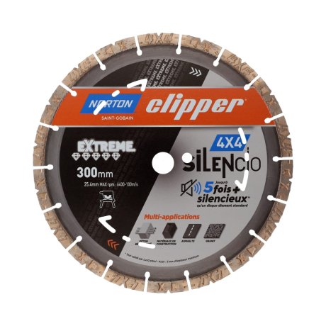 Disque-diamant-Clipper-4x4-Silencio-300-x-25-4-mm-hauteur-segment-13-mm-NORTON-CLIPPER