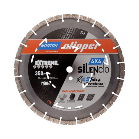 Disque-diamant-Clipper-4x4-Silencio-350-x-20-mm-hauteur-segment-13-mm-NORTON-CLIPPER
