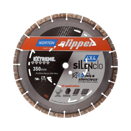 Disque-diamant-Clipper-4x4-Silencio-350-x-20-25-4-mm-hauteur-segment-13-mm-NORTON-CLIPPER