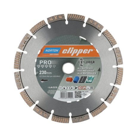 Disque-diamant-Pro-4x4-Explorer-230-x-22-23-mm-hauteur-segment-12-mm-NORTON-CLIPPER