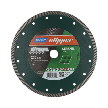 Disque-diamant-Extreme-Ceramic-Turbo-230-x-22-23-mm-hauteur-segment-10-1-4-mm-NORTON-CLIPPER